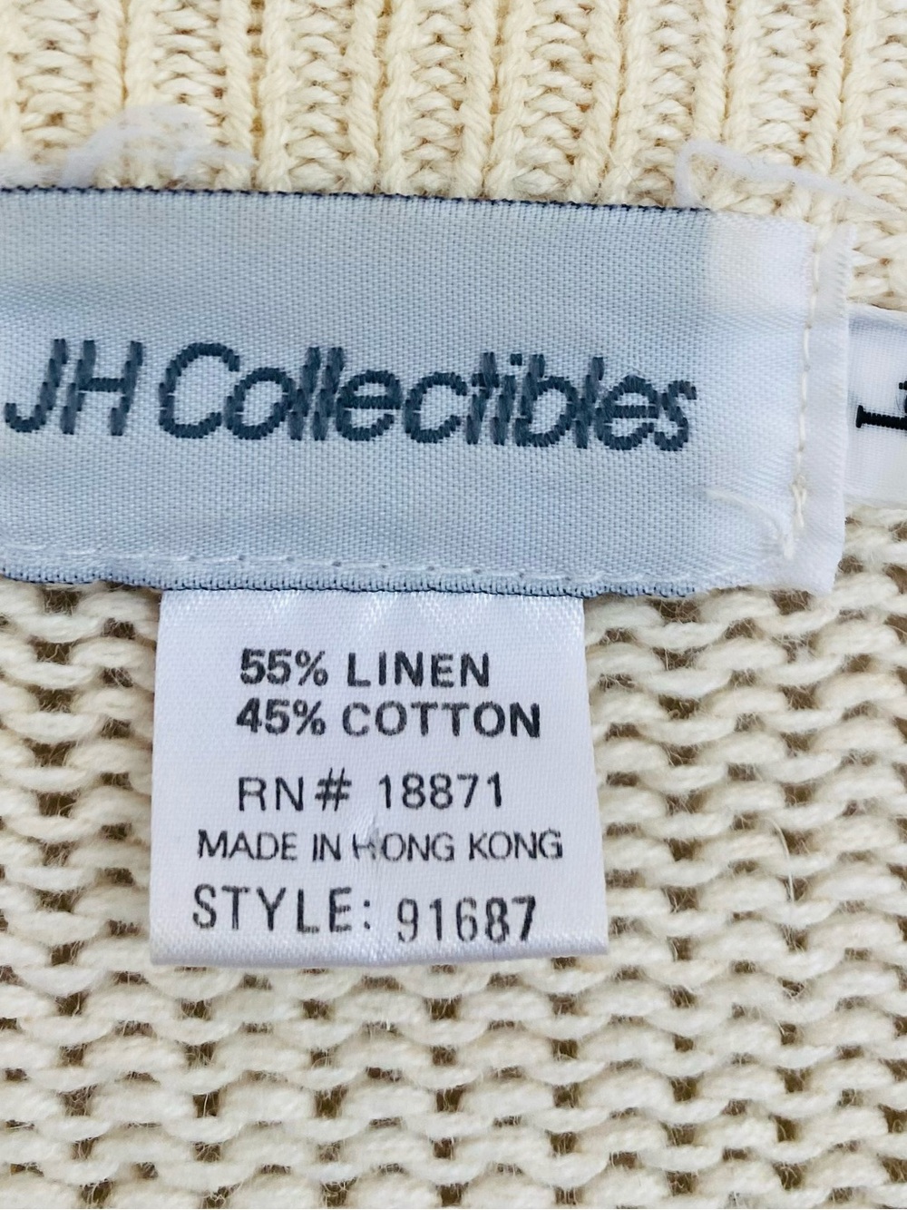 JH Collectibles Vintage Linen Blend Crochet Floral Sweater Cardigan Size Large - Picture 4 of 6